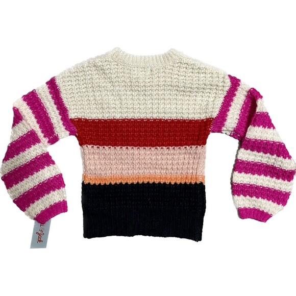 Cat & Jack Girls' Pink Striped Colorblock Rib Knit Pullover Sweater Top New M - Picture 3 of 4